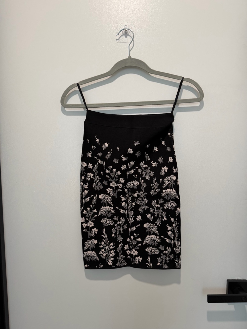 BCBGMaxAzria Black Mini Skirt with Light Floral Print